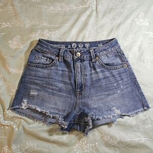 Rewash Blue Jean Shorts with Distressed Hem